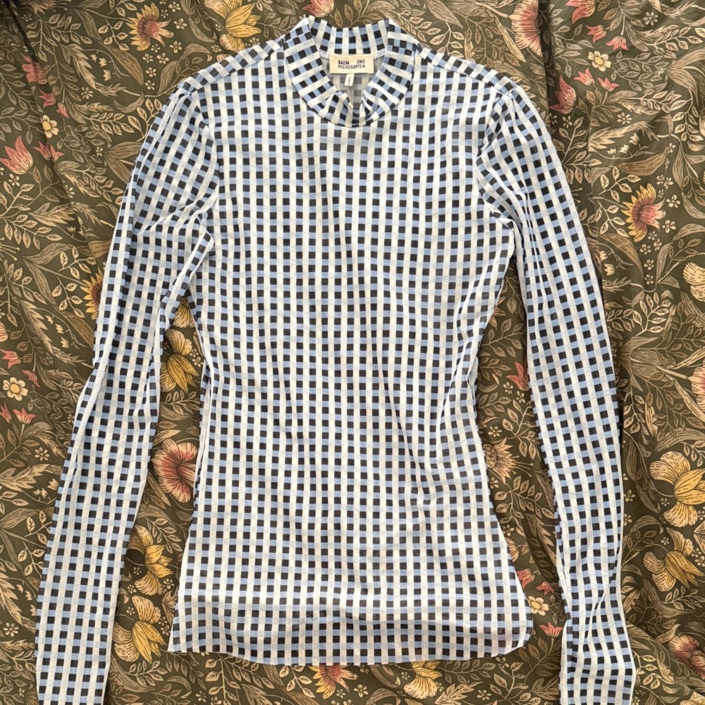 Baum Uno Pferdgarten Blue, Black and White Gingham Long Sleeve Shirt